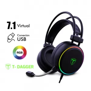 AUDIFONO T-DAGGER SONA RGB BLACK 7.1 VIRTUAL CON MICROFONO