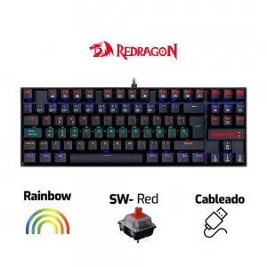 TECLADO REDRAGON KUMARA K552 | MECANICO | SW-RED | RAINBOW | NEGRO